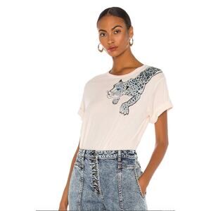 Le Superbe Painted Lil' Leopard Graphic Tee in Light Pink Cotton T-shirt sz. XS